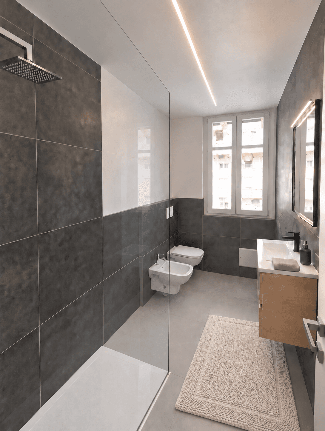 Bagno · verso finestra e sanitari · Appartamento n. 9 · ipotesi di completamento