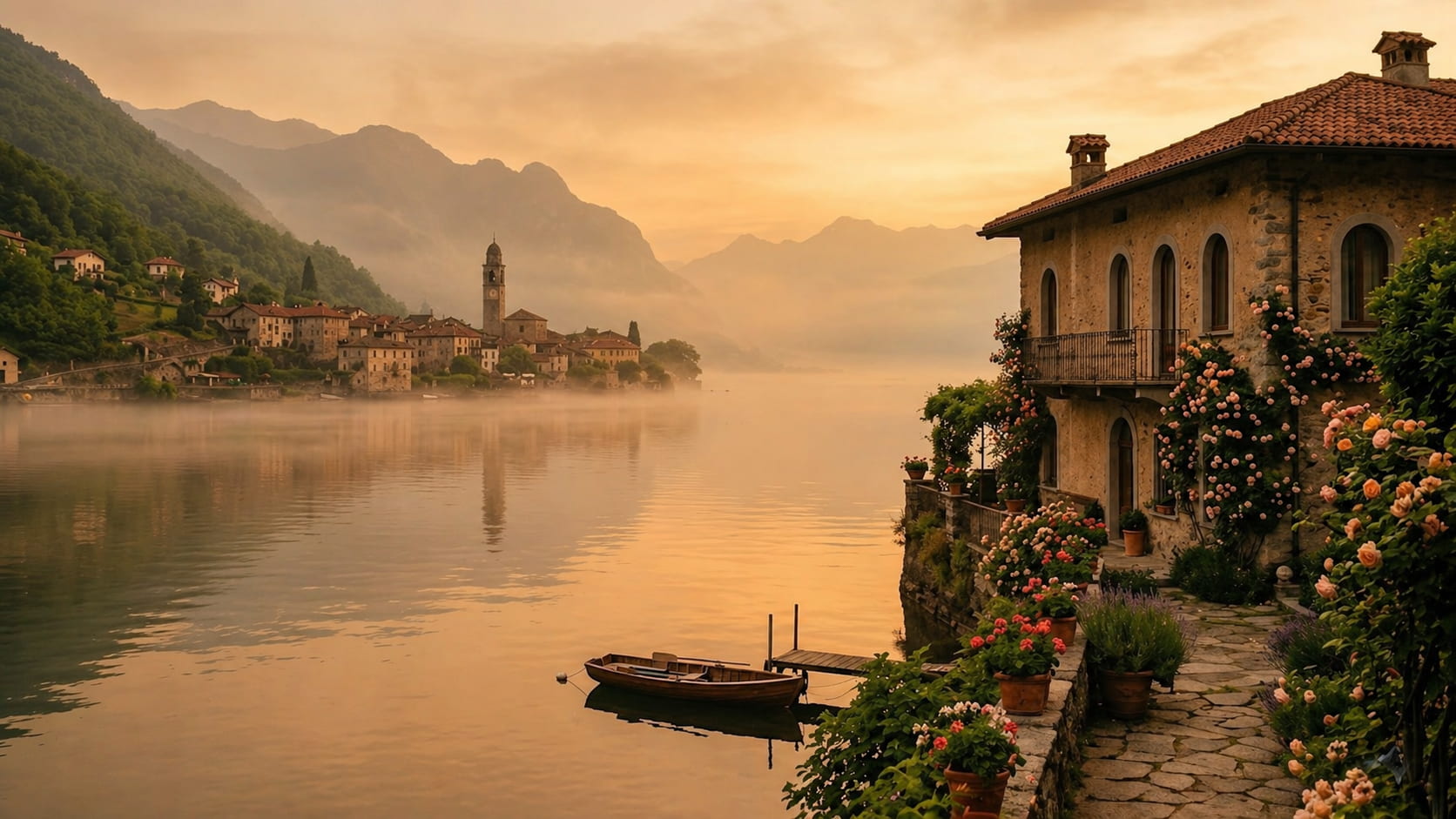 Vista del Lago Maggiore al tramonto
